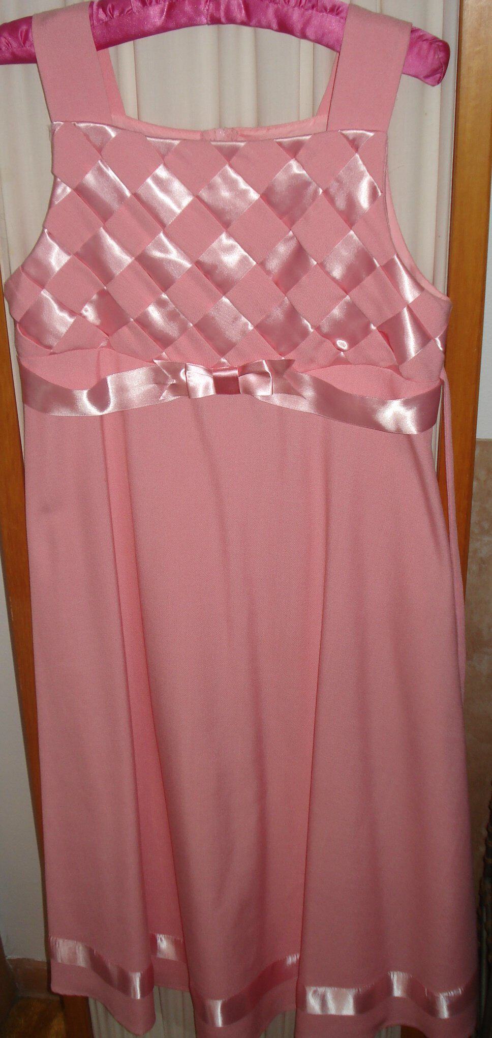 12-0117 BONNIE JEAN DRESS WOVEN PINK SZ 16 12-0117 BONNIE JEAN DRESS WOVEN PINK SZ 16