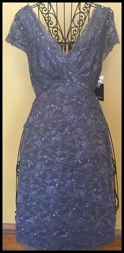 MARINA COCKTAIL DRESS: Gray sz 12 NEW