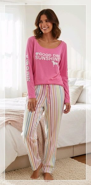 16-0127A VICTORIA'S SECRET PAJAMA BOTTOMS AND TOP "Love Pink", 16-0127A VICTORIA'S SECRET PAJAMA BOTTOMS AND TOP "Love Pink",