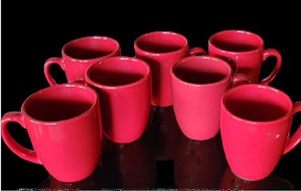 23-0076 SET OF 7 RED CORELLE MUGS 23-0076 SET OF 7 RED CORELLE MUGS