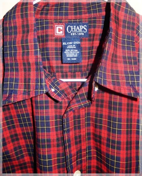 24-0289AA CHAPS PLAID SHIRT XL 18-20 24-0289AA CHAPS PLAID SHIRT XL 18-20